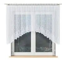 Markizeta KAROLINA - Jacquard Gordijn - 300x120 cm - Witte Kleur - Gekartelde Onderkant