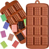 Eurobatt Siliconen Vorm voor Chocolade – Mini Reepjes & Pralines – Flexibele Vorm voor Oven, Vriezer & Vaatwasser – 21 x 10,5 cm – Bruin