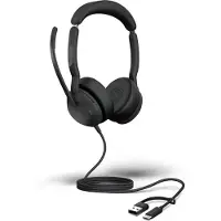 Jabra Evolve2 50 On Ear headset Kabel, Bluetooth Stereo Zwart Ruisonderdrukking (microfoon), Noise Cancelling Headset, Microfoon uitschakelbaar (mute),