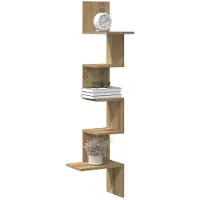 vidaXL Hoekwandschap 32x32x127,5 cm bewerkt hout artisanaal eiken