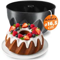 Kadax Gugelhupfvorm, spiraalbakvorm van blik met antiaanbaklaag, bakvorm in 2 verschillende maten, ronde taartvorm, gelijkmatige warmteverdeling (diameter 16,5 cm met gat)