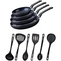 Fackelmann Set van 4 pannen van 20 24 28 en 30 cm en 6 Brandao keukengerei