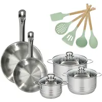 Fackelmann Set van 2 pannen 24/28cm en 3 kookpotten 16/20/24cm Etherna met 5 keukengerei