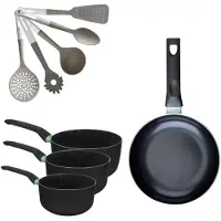 Fackelmann Set Koekenpan 28cm en 3 Kookpannen 16/18/20cm Brandao met 5 Vario keukengerei