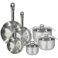 Fackelmann Set 3 pannen 20 24 28 cm roestvrij staal, 3 roestvrijstalen kookpotten 16, 20 en 24 cm Eterna