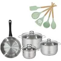 Fackelmann Set Koekenpan 24cm en 3 Kookpannen 16/20/24cm Genève met 5 keukengerei