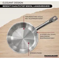 Fackelmann Set van 1 pan van 28 cm roestvrij staal en glazen deksel Eterna