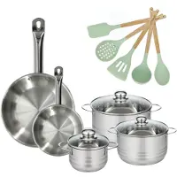 Fackelmann Set van 2 Pannen 20/28cm en 3 Kookpotten 16/20/24cm Etherna met 5 keukengerei
