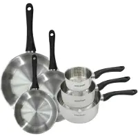 Fackelmann Set 3 pannen 20 24 en 28 cm en 3 steelpannen 12 16 en 20 cm van roestvrij staal Geneva