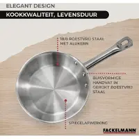Fackelmann Set van 2 pannen 20 en 28 cm van roestvrij staal Eterna