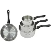 Fackelmann Set pan 20 cm en 3 steelpannen 12 16 en 20 cm roestvrij staal Geneva
