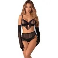 Obsessive - Rossay 4-delige Open Set - Zwart