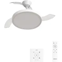 Create - Plafondventilator 40W stil met intrekbare bladen met licht - Ø108cm - Wit - Controller voor wandmontage + afstandsbediening - WIND CLEAR STUDIO