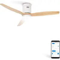Create - Plafondventilator 40W silent Ø132 cm - Met Verlichting drie temperaturen - Met Wifi - Met Afstandsbediening - 6 Snelheden - Timer - Zomer/Winter functie - Wit - WIND CALM