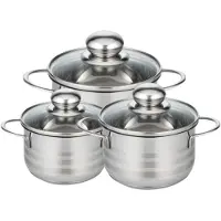 Fackelmann Set van 3 kookpotten 14, 16 en 20 cm van roestvrij staal zonder PFAS Elo Brillant