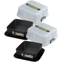 Zenker Set van 2 Vierkante scharniervormen met deksel 23 cm Bake Click and Go