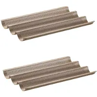 Zenker Set van 2 Baguettevormen 3 holtes 38 x 27 cm Mojave Gold