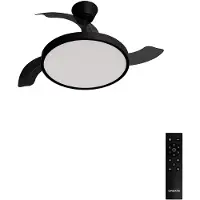 Create - Plafondventilator 40W stil met intrekbare bladen met licht - Ø91cm - Zwart - Afstandsbediening - WIND CLEAR STUDIO