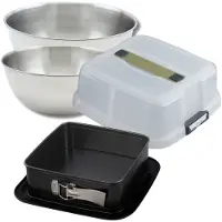 Zenker Bakset vierkante springvorm 23 cm met deksel, 2 mengkommen en 1 spatel