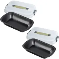 Zenker Set van 2 Rechthoekige taartvormen met deksel voor transport 34 x 24 cm Bake Click and Go