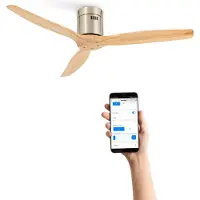Create - Plafondventilator 40W silent Ø132 cm - Met Wifi - Met Afstandsbediening - 6 Snelheden - Timer - Zomer/Winter functie - Níkkel - WIND CALM