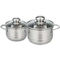 Fackelmann Set van 2 kookpotten 16 en 20 cm van roestvrij staal zonder PFAS Elo Brillant
