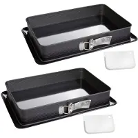 Zenker Set van 2 rechthoekige scharniervormen van geëmailleerd staal en zijn spatel 42 x 29 cm Deluxe