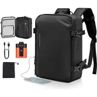 Vevor Vacuum Reisrugzak, 35 liter, vacuumcompressie reisrugzak met luchtpomp, meerdere zakken en compartimenten, waterafstotende handbagage, casual tas voor persoonlijke spullen, zwart