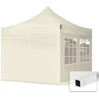 TOOLPORT 3x3 m Easy up partytent met zijwanden (4 vensters), crème