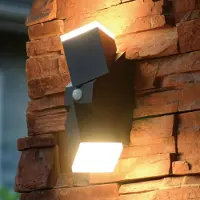 LumenXL Verstelbare 2-lichts buitenwandlamp Michael met sensor - zwart met geïntegreerde LED