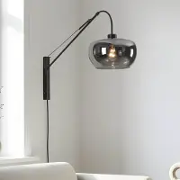 LumenXL Wandlamp Dasha - zwart en smoke glas met draaibare en uitschuifbare arm