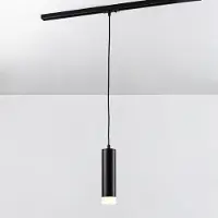 LumenXL 1-fase rail tube hanglamp Luke, zwart met matte diffuser
