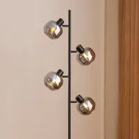 LumenXL Zwarte staande lamp met smoke grijs glas en spiegeleffect, 4-lichts - Jesse