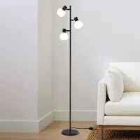LumenXL 3-lichts vloerlamp Pieta in zwart met melkwit glas - draaibaar