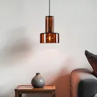 LumenXL Hanglamp Rurka goud met bruin glas