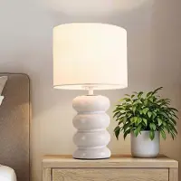 LumenXL Tafellamp Sofara keramiek met stoffen kap - wit