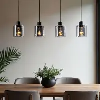 LumenXL 4-lichts hanglamp Palaio - zwart en smoke glas