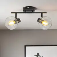 LumenXL Plafondlamp zwart met transparant glas, 2-lichts - Jenthe