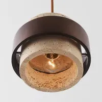 LumenXL Natuurlijke hanglamp Travé van travertin (natuursteen) en hout