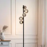 LumenXL Vloerlamp Tyson 5-lichts in zwart met smoke glas