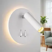 LumenXL Ronde wandlamp Lenae met draaibare spot enverlichte wandplaat