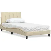 vidaXL Bed met matras "Hanko" stof crèmekleurig 180x200 cm