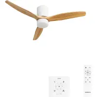 Create - Stille plafondventilator 40W Ø132cm 100% hout met aanpasbare gipsen behuizing - Met licht - Controller voor wandmontage + afstandsbediening - WIND CALM CONCRETE
