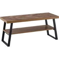 Wohnling Salontafel 100x40x41 cm, bruin, met visgraatmotief, rechthoekige salontafel voor de woonkamer, moderne lounge-tafel met opbergruimte