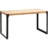 Wohnling Eettafel 120x60x76 cm, massief acaciahout, metalen frame. Industriële eettafel, keukenmeubel met metalen poten. Kleine houten eettafel voor de eetkamer