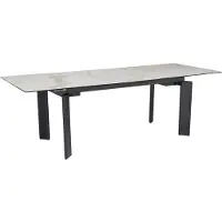 Wohnling Eettafel 180x95x77 cm, keramisch glas, witte eettafel met marmerlook, uitschuifbaar tot 240 cm, grote glazen eettafel voor de eetkamer