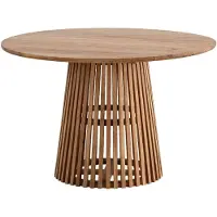 Wohnling Eettafel 120x120x77 cm, massief acaciahout, lichtbruin. Moderne eettafel, massief keukentafel met grillstructuur, houten tafel voor de eetkamer, rond