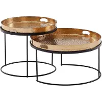 Wohnling Bijzettafelset metaal zwart rond 56 cm - WL6.461