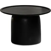 Wohnling salontafel 60x60x40 cm, massief mangohout, zwart. Ronde salontafel voor de woonkamer met verhoogde rand. Moderne salontafel voor de woonkamer