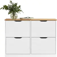 Idimex Schoenenkast BASIL met 2x2 schappen in wit/bruin, massief grenen